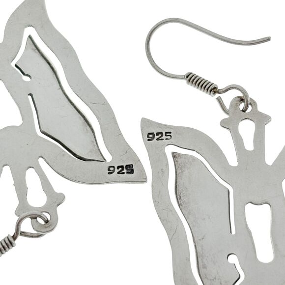 3D Cut Out Butterfly Earrings | Vintage Sterling Silver 925 - Picture 7 of 8